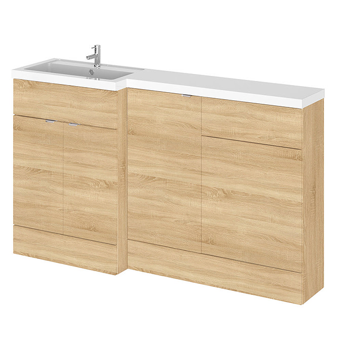 Hudson Reed Fusion 1500mm Natural Oak Combination Unit (600 Vanity, 400 Base Unit + 500 WC Unit) Lar