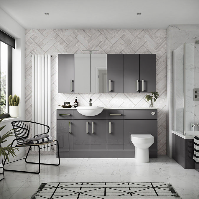 Hudson Reed 300x355mm Gloss Grey Full Depth Base Unit Feature Large Image