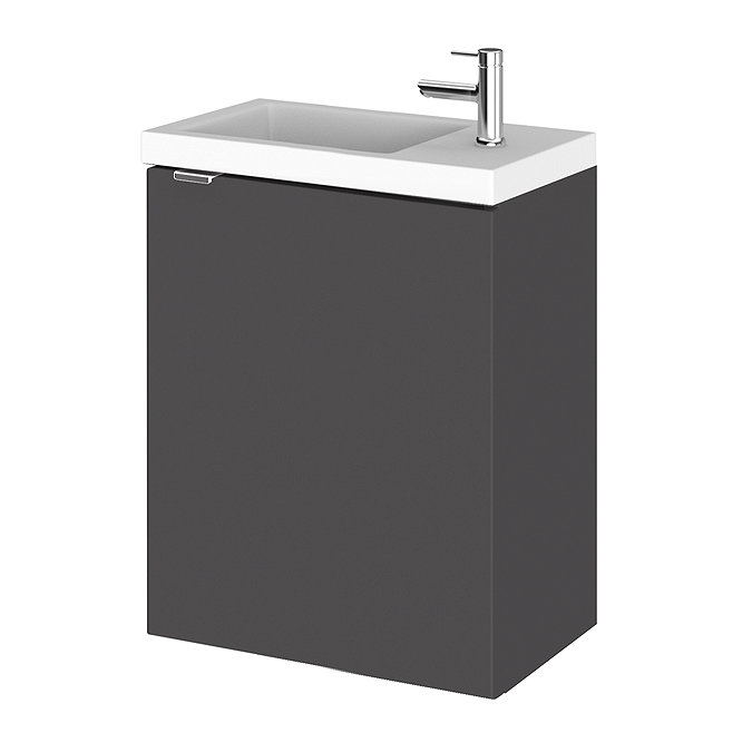 Hudson Reed 400mm Gloss Grey Wall Hung Compact Unit & Basin Large Image