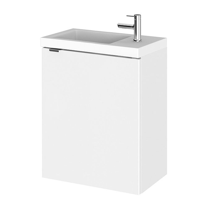 Hudson Reed 400mm Gloss White Wall Hung Compact Unit & Basin Large Image