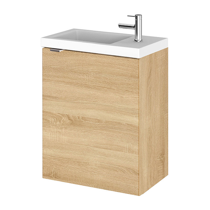 Hudson Reed 400mm Natural Oak Wall Hung Compact Unit & Basin Large Image