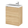 Hudson Reed 400mm Natural Oak Wall Hung Compact Unit & Basin Large Image