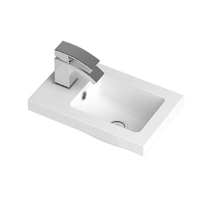 Hudson Reed 405mm Gloss Grey Compact Floor Standing Vanity Unit Inc. Basin Feature Large Image