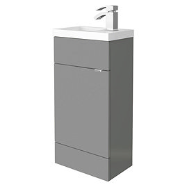 Hudson Reed 405mm Gloss Grey Compact Floor Standing Vanity Unit Inc. Basin Large Image