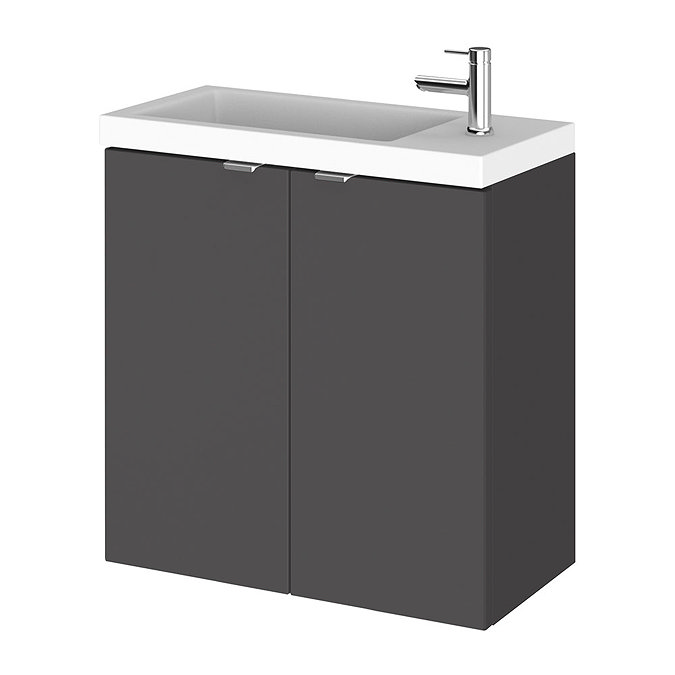 Hudson Reed 500mm Gloss Grey Wall Hung Compact Unit & Basin Large Image