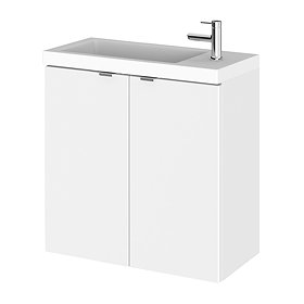 Hudson Reed 500mm Gloss White Wall Hung Compact Unit & Basin Large Image