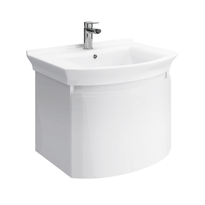 Hudson Reed Canopy Wall Mounted 1 Drawer Basin & Cabinet W600 x D475mm - White - FCA007 Large Image