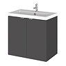 Hudson Reed 600mm Gloss Grey Full Depth Wall Hung 2-Door Unit & Basin Large Image
