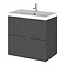 Hudson Reed 600mm Gloss Grey Full Depth Wall Hung 2-Drawer Unit & Basin Large Image