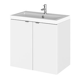 Hudson Reed 600mm Gloss White Full Depth Wall Hung 2-Door Unit & Basin Large Image