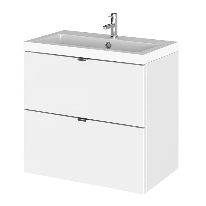 Hudson Reed 600mm Gloss White Full Depth Wall Hung 2-Drawer Unit & Basin Large Image