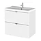 Hudson Reed 600mm Gloss White Full Depth Wall Hung 2-Drawer Unit & Basin Large Image