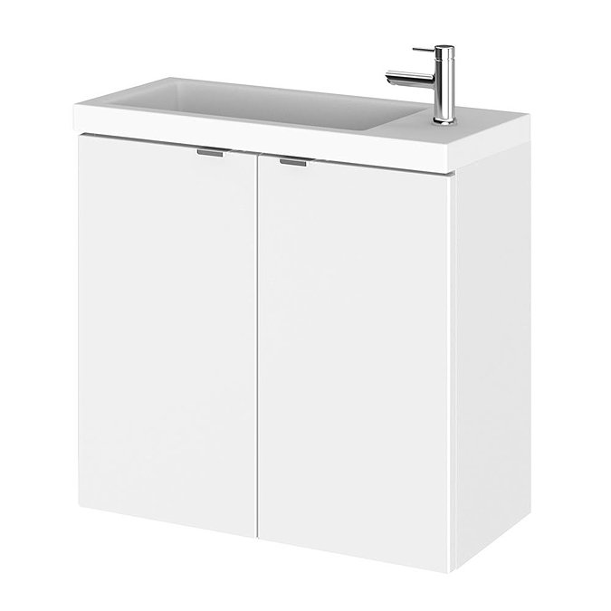 Hudson Reed 600mm Gloss White Wall Hung Compact Unit & Basin Large Image