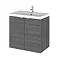 Hudson Reed 600mm Grey Avola Full Depth Wall Hung 2-Door Unit & Basin