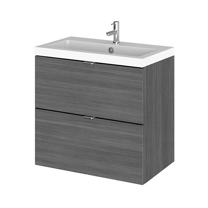 Hudson Reed 600mm Grey Avola Full Depth Wall Hung 2-Drawer Unit & Basin