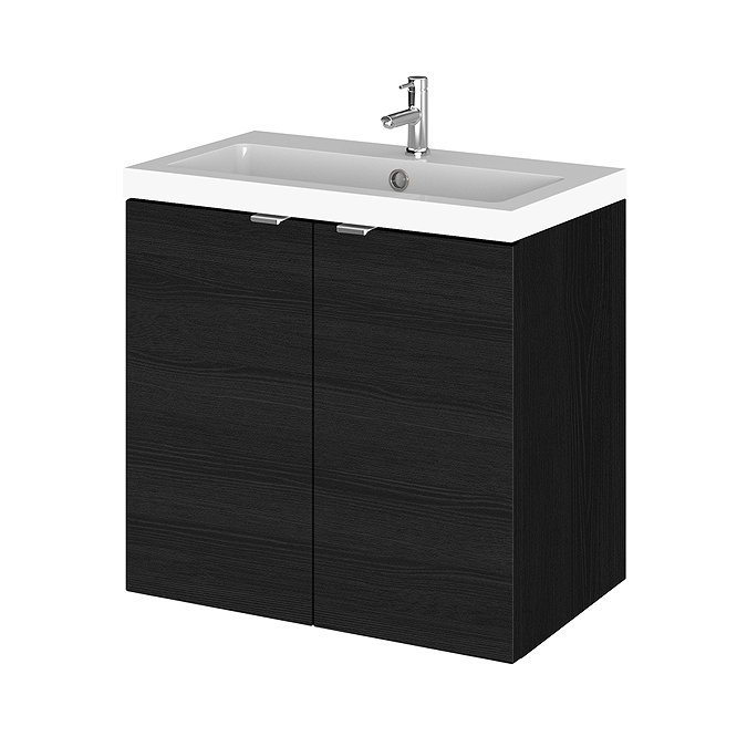 Hudson Reed 600mm Hacienda Black Full Depth Wall Hung 2-Door Unit & Basin