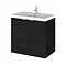 Hudson Reed 600mm Hacienda Black Full Depth Wall Hung 2-Door Unit & Basin