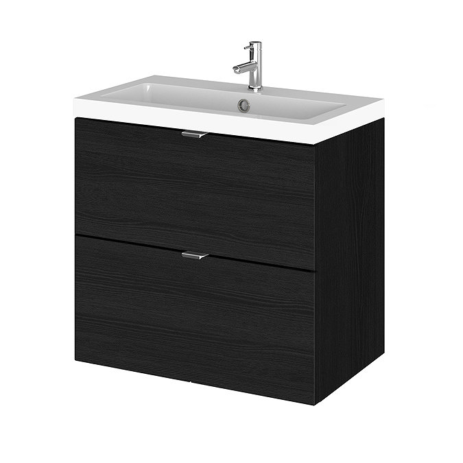 Hudson Reed 600mm Hacienda Black Full Depth Wall Hung 2-Drawer Unit & Basin