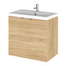 Hudson Reed 600mm Natural Oak Full Depth Wall Hung 2-Door Unit & Basin Large Image