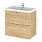 Hudson Reed 600mm Natural Oak Full Depth Wall Hung 2-Drawer Unit & Basin Large Image