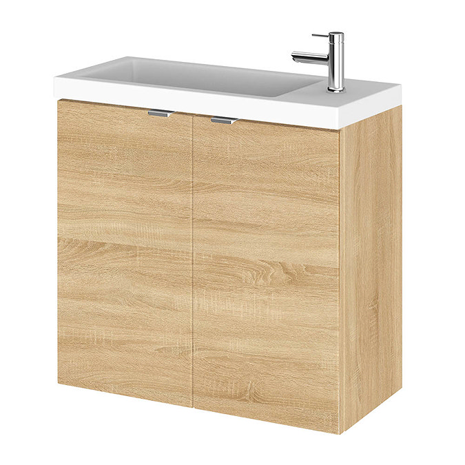 Hudson Reed 600mm Natural Oak Wall Hung Compact Unit & Basin Large Image