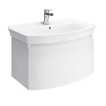 Hudson Reed Canopy Wall Mounted 1 Drawer Basin & Cabinet W800 x D475 - White - FCA010 Profile Large Image