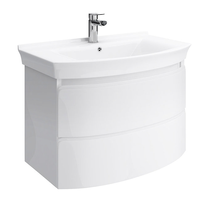 Hudson Reed Canopy Wall Mounted 2 Drawer Basin & Cabinet W800 x D475mm - White - FCA009 Large Image