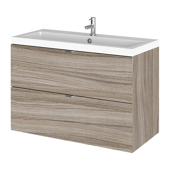 Hudson Reed 800mm Driftwood Full Depth Wall Hung 2-Drawer Unit & Basin Large Image