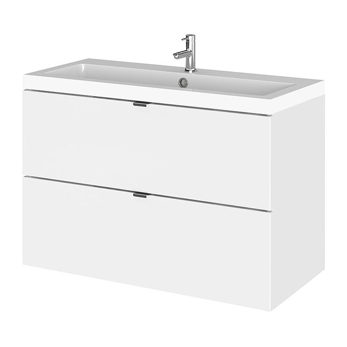 Hudson Reed 800mm Gloss White Full Depth Wall Hung 2-Drawer Unit & Basin Large Image