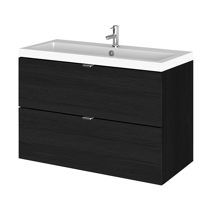 Hudson Reed Fusion 800mm Hacienda Black Full Depth Wall Hung 2-Drawer Unit & Basin