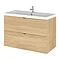 Hudson Reed 800mm Natural Oak Full Depth Wall Hung 2-Drawer Unit & Basin Large Image