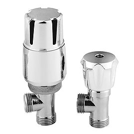 Hudson Reed Chrome Thermostatic Radiator Valves - Angled - HT326 Large Image