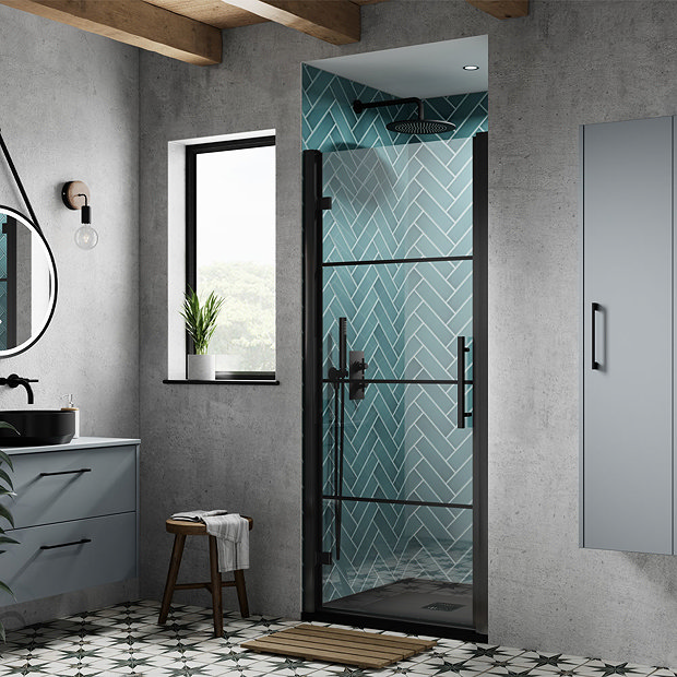 Hudson Reed Apex Matt Black Hinged Shower Door Sizes