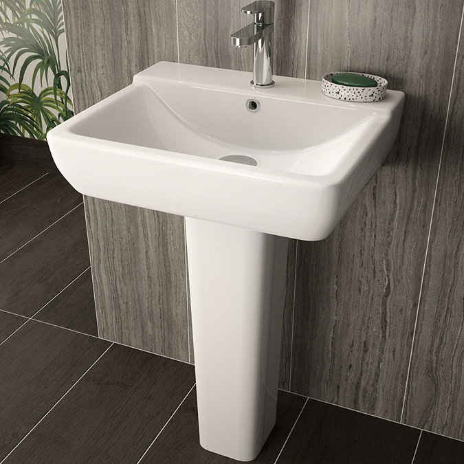 Hudson Reed Arlo 550mm 1TH Basin + Full Pedestal Large Image