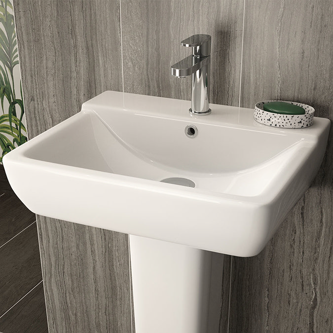 Hudson Reed Arlo 550mm 1TH Basin + Semi Pedestal  Profile Large Image