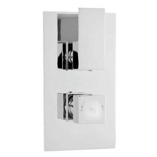 Hudson Reed Art Twin Concealed Thermostatic Shower Valve w/ Rectangular Slider Rail Kit Feature Larg