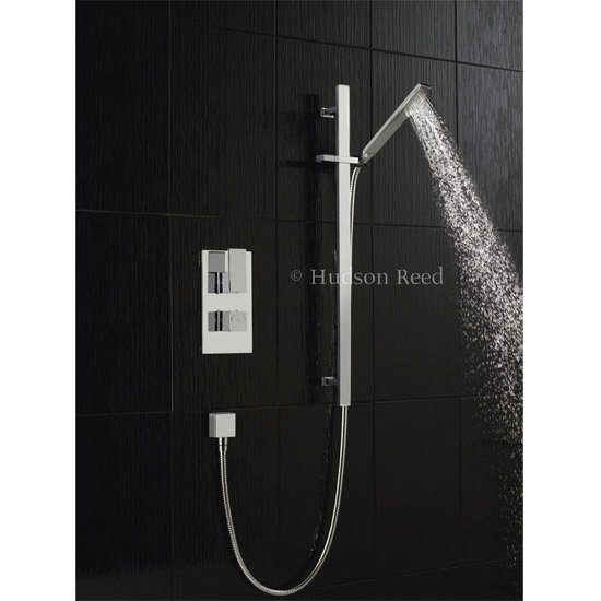 Hudson Reed Art Twin Concealed Thermostatic Shower Valve w/ Rectangular Slider Rail Kit Large Image