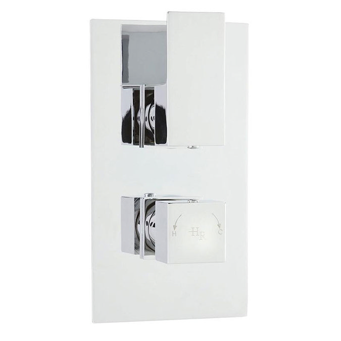 Hudson Reed - Art Twin Thermostatic Valve with Diverter & Wall Mounted Fixed Shower Head Profile Lar