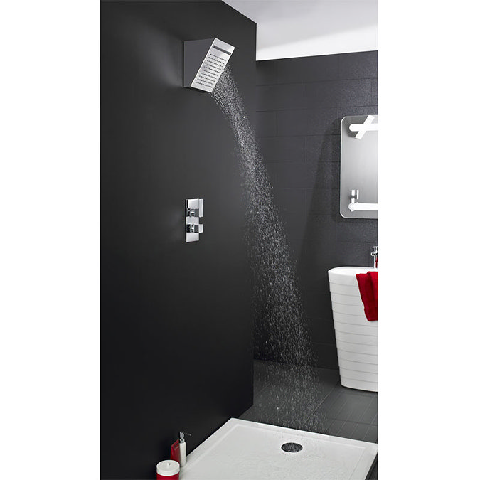 Hudson Reed - Art Twin Thermostatic Valve with Diverter & Wall Mounted Fixed Shower Head Large Image