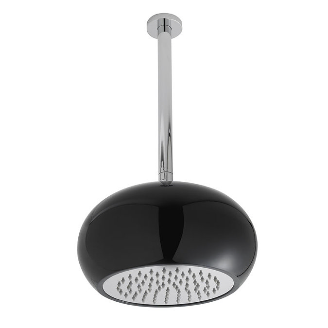 Hudson Reed - Black and Chrome Fixed Head and Ceiling Mounted Arm - HEAD77-ARM16 Large Image