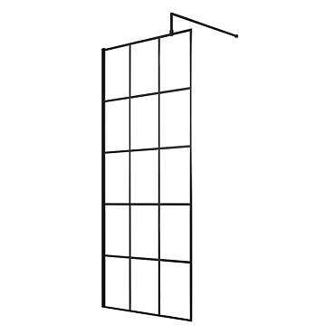 Hudson Reed Black Frame Wetroom Screen with Support Arm  Profile Large Image