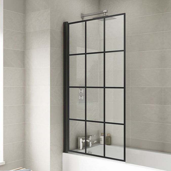 Hudson Reed Black Framed Square Bath Screen - NSSQBF Large Image