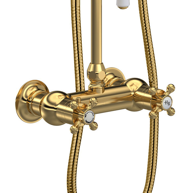 Hudson Reed Brushed Brass Thermostatic Shower Valve & Rigid Riser Kit - A8117  Standard Large Image