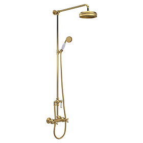 Hudson Reed Brushed Brass Thermostatic Shower Valve & Rigid Riser Kit - A8117 Large Image