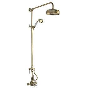 Hudson Reed Brushed Brass Thermostatic Shower Valve & Rigid Riser Kit - A8119 Large Image