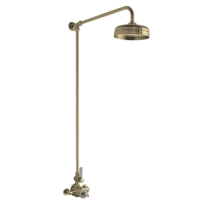 Hudson Reed Brushed Brass Thermostatic Shower Valve & Rigid Riser Kit - A8120 Large Image