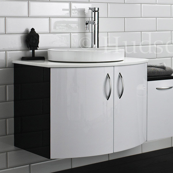 Hudson Reed Carbon Basin & Cabinet - Black & White - Left/Right hand option Large Image