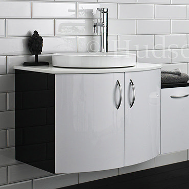 Hudson Reed Carbon Basin & Cabinet - Black & White - Left/Right hand option Profile Large Image