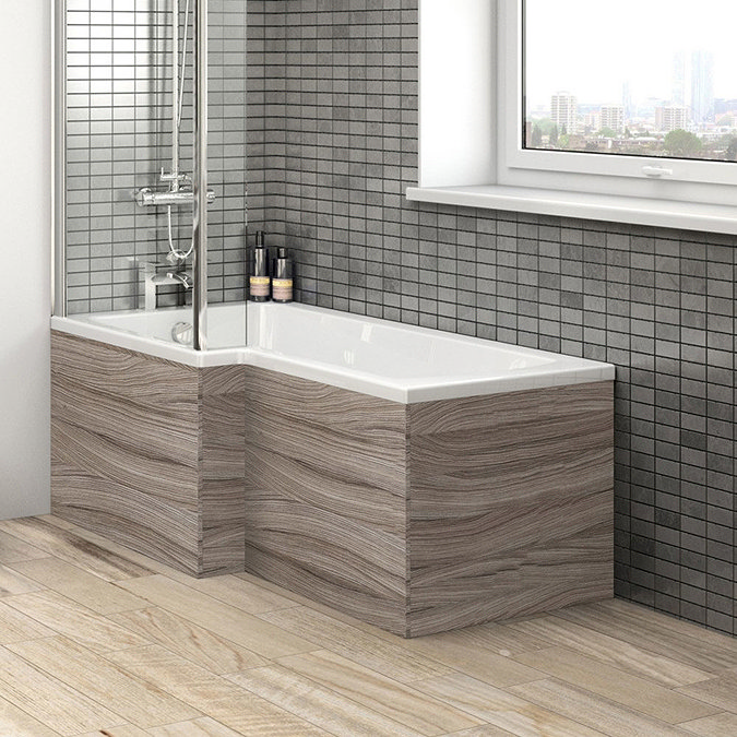 Hudson Reed Driftwood 700 Square Shower Bath End Panel - OFF279  Profile Large Image