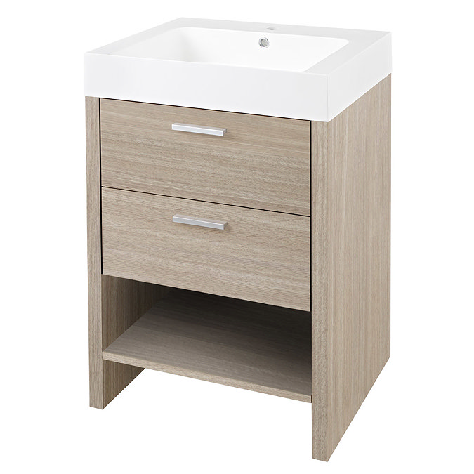 Hudson Reed - Dunbar Light Oak Basin & Cabinet W600 x D480mm - FDB001 Large Image